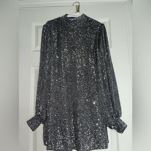 Dress Forum Shimmering Silver Sequin Dress